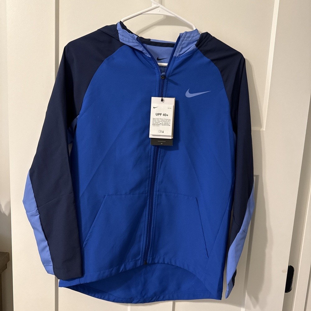 Nike Dri-FIT Woven Jacket Blue /  Blue DO7095-481 Boys Size Large UPF 40+